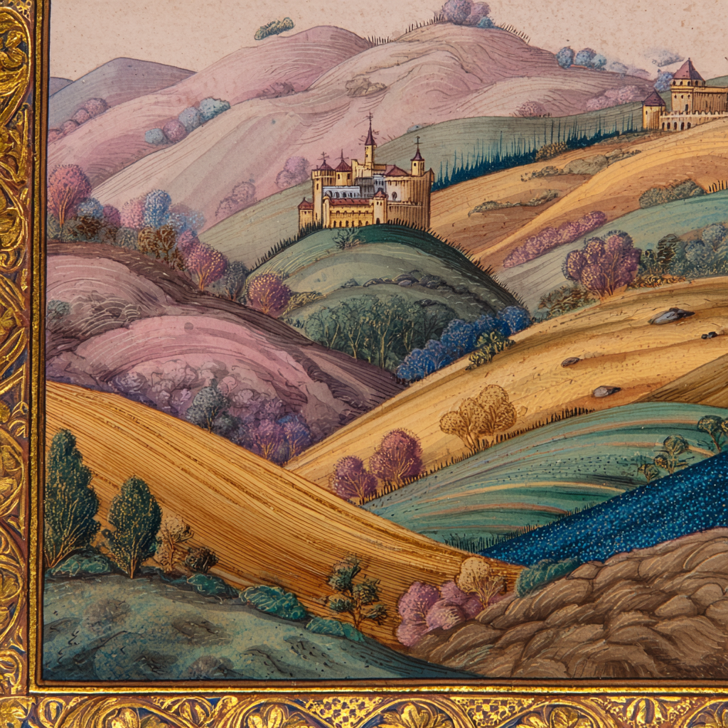 Medieval Illuminated art style example — landscape